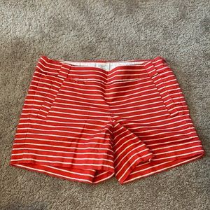 jcrew 4in inseam red/white shorts